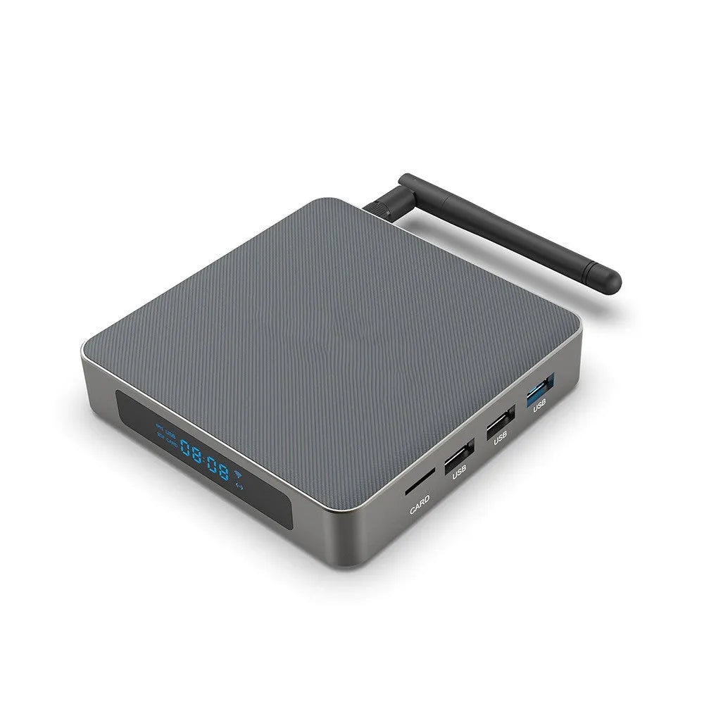 Android TV box with 8K output, Bluetooth, and multiple storage options