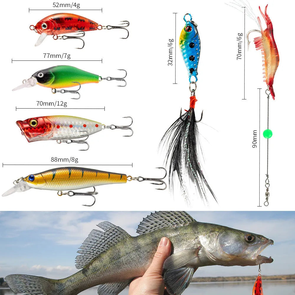 24 metal minnow lures in Christmas fishing set with varied colours and hooks