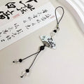 Guofeng Chinese style bead keychain with flower patterns and baking varnish finish for schoolbags
