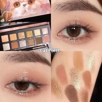 Explorer twelve-color animal eye shadow palette showing Golden Tiger Ink Cat, Red Fox, and Koi themed shades