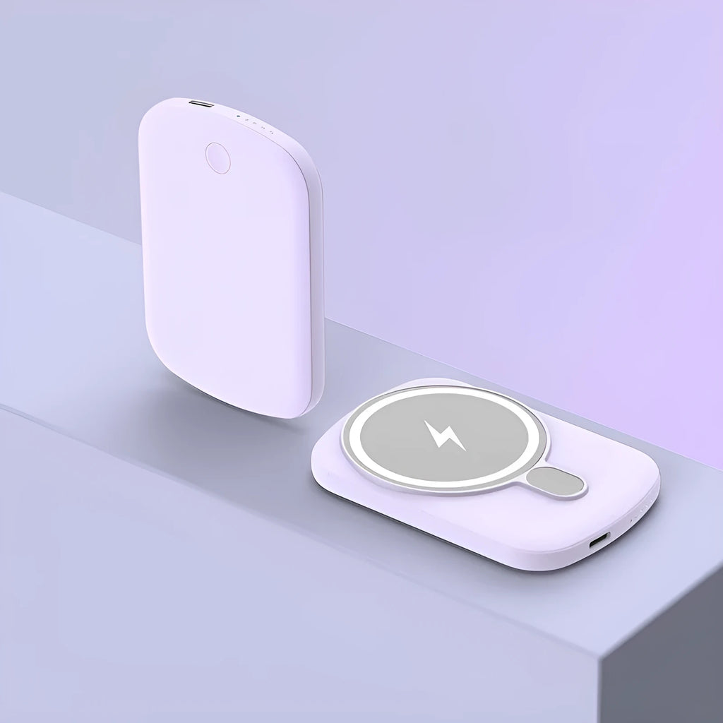 MagSafe magnetic wireless power bank in Barbie Pink, showing creative design and compact form.