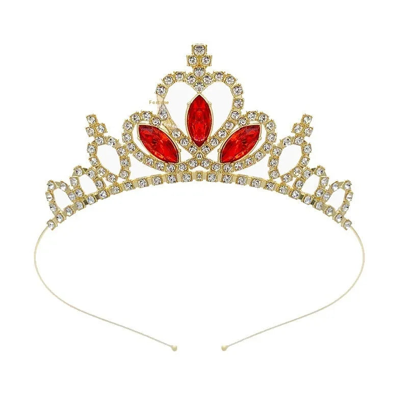Girl's alloy princess crown with electroplated finish and crystal accents