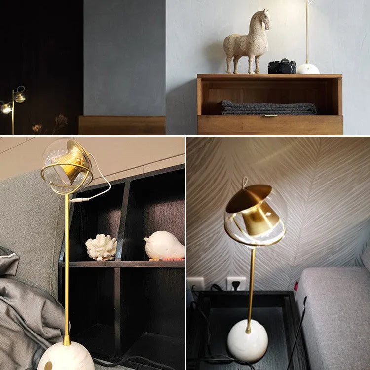 Glass lampshade dimmable desk lamp with touch switch and integrated LED light source