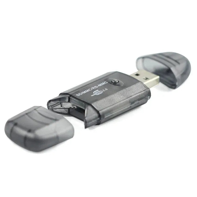Transparent USB card reader with LED lighting options for computer memory card connectivity