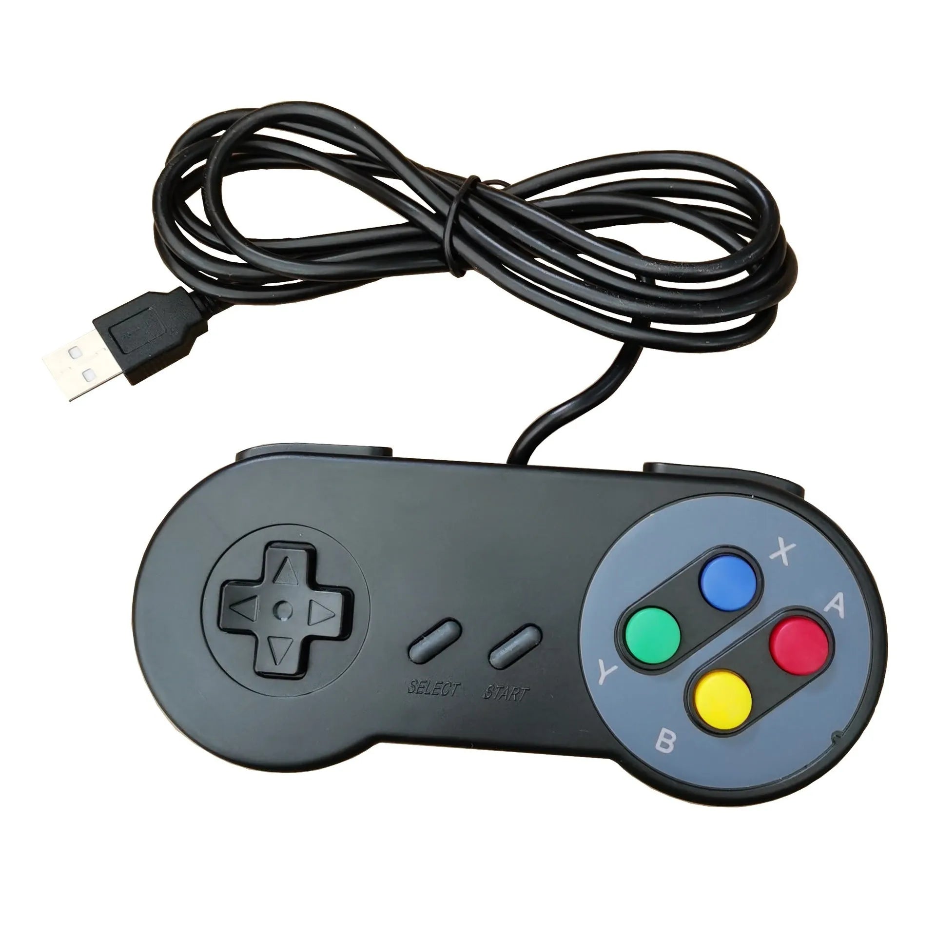 Black PC USB game controller with 1.5m cable and ABS construction
