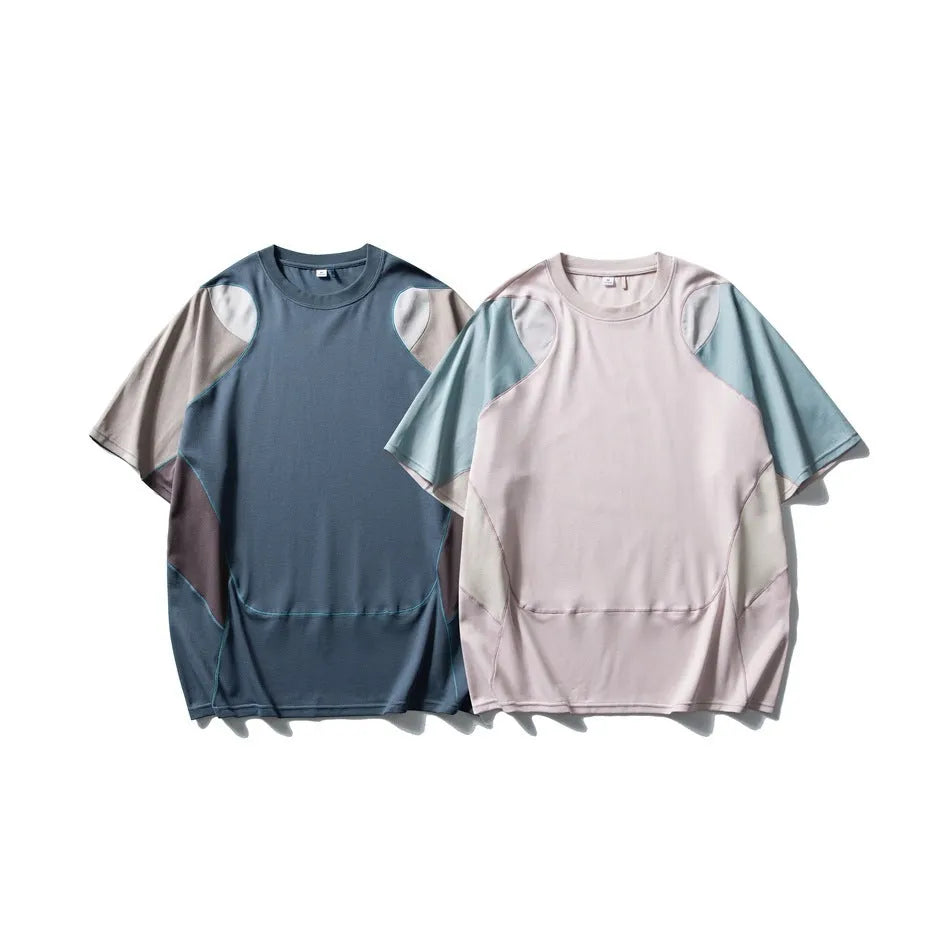 Men's loose fit cotton blend t-shirt in Galaxy Blue with short raglan sleeves and a printed design.