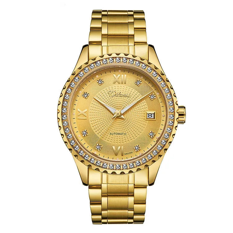 Fashionmonger men's automatic mechanical watch with silver case and white dial on a wrist.
