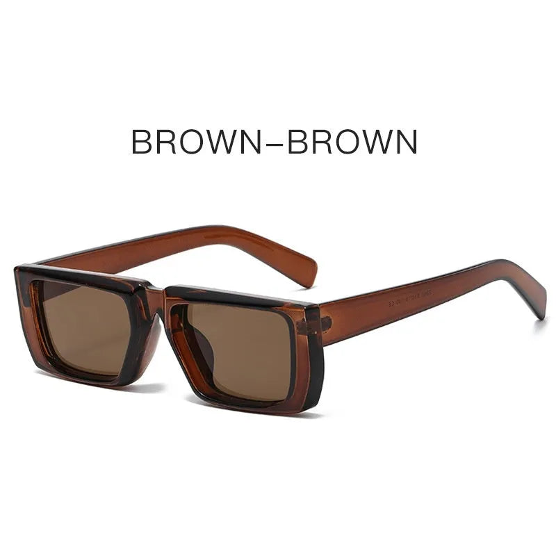 Y2K style sunglasses with UV400 protection in multiple colour combinations including black, grey, and transparent frames