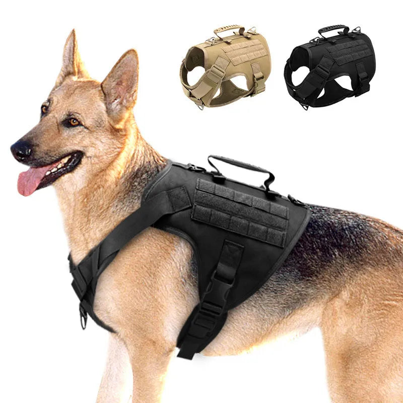 Tactics K9 nylon chest harness vest type dog collar in wolf brown single chest, adjustable S M L sizes