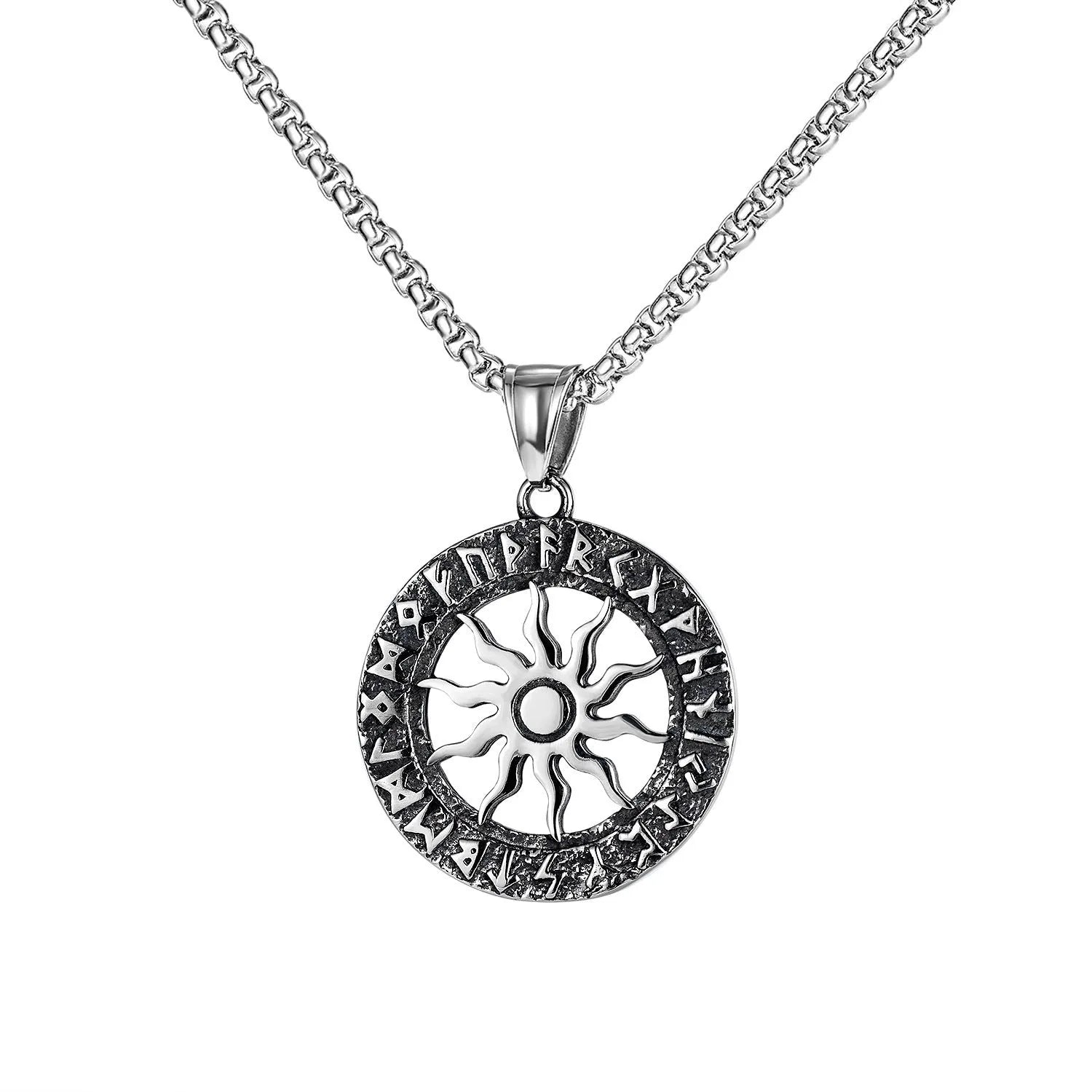 Men's stainless steel skull necklace with electroplated silver finish showing six pendant colour options