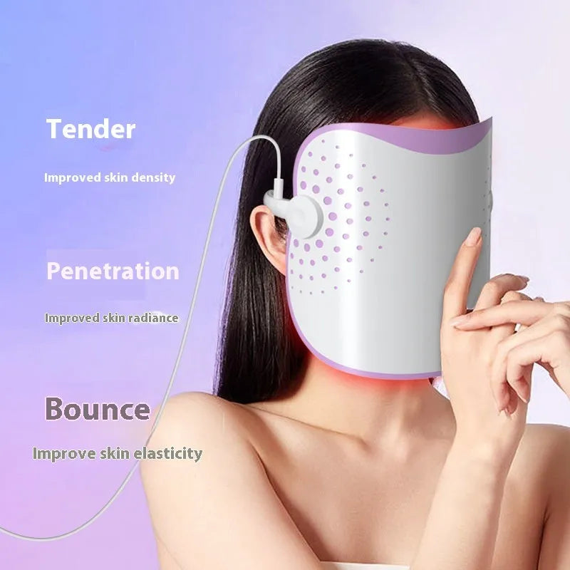 White and purple photon beauty mask IPL device for home skincare with colour light therapy