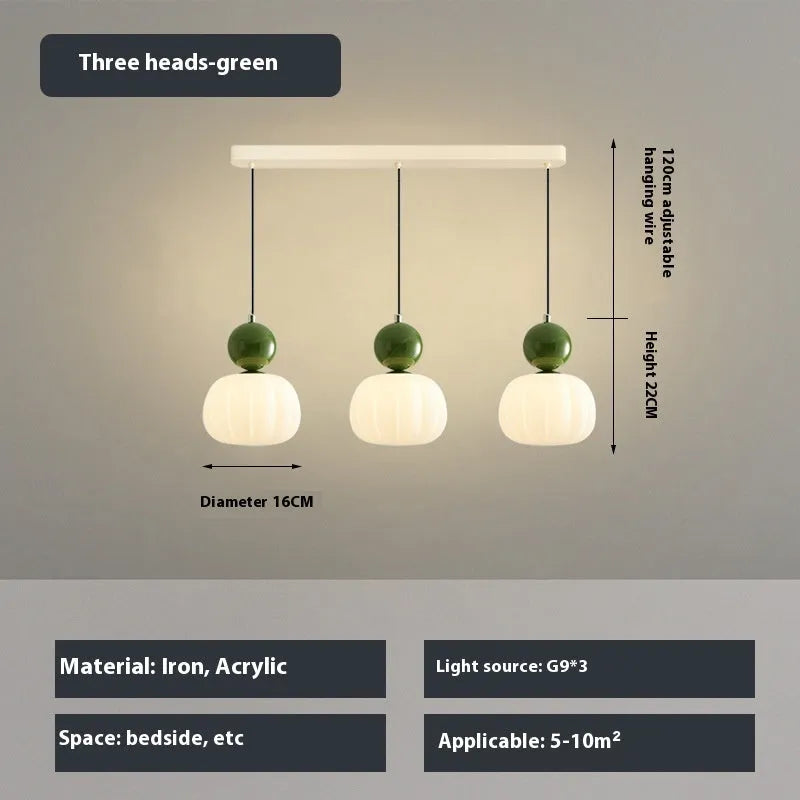 Nordic style pumpkin-shaped alloy chandelier for ceiling mounting in a bedroom or dining room.