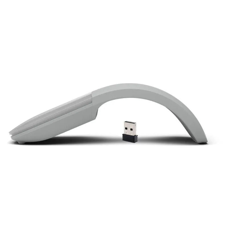 Folding Bluetooth wireless mouse shown in both open and closed positions with compact 131.2mm design