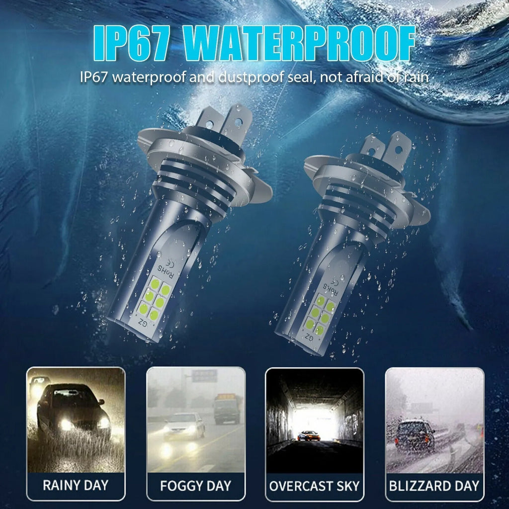 LED car fog light bulb with aviation aluminium housing and multi-pin connector