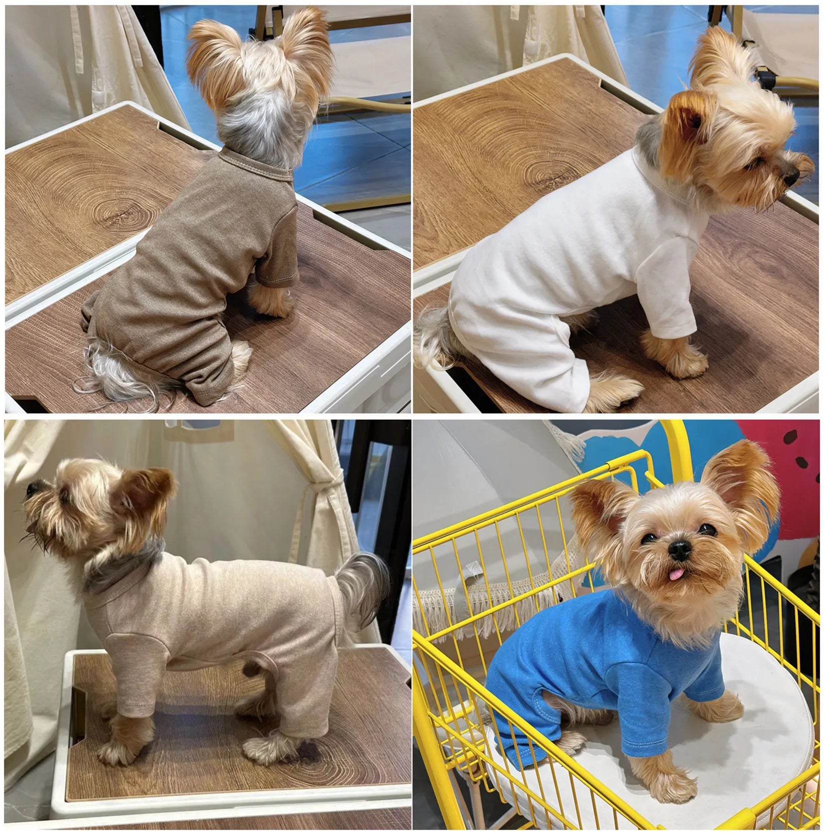 Four-legged cotton pet undershirt for small dogs, solid colour design, five sizes S-XXL