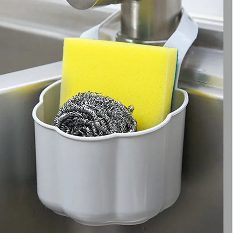 Nordic style plastic drain basket for kitchen sinks in blue, grey or pink colours
