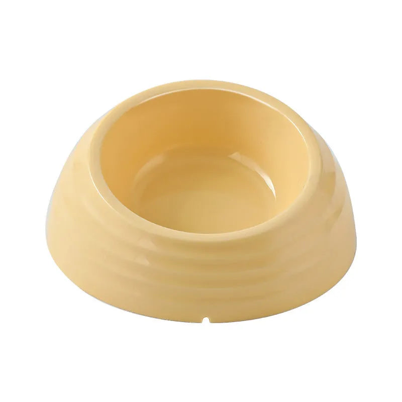 Stainless steel cat bowl with plastic base in beige, brown, or light green colour options