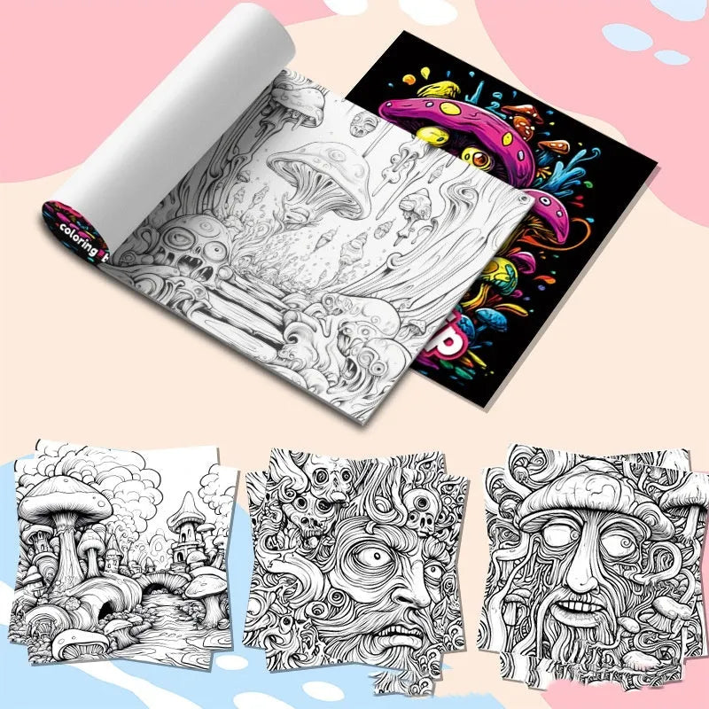 Acid tour colour painting book with paper pages measuring 200mm in length