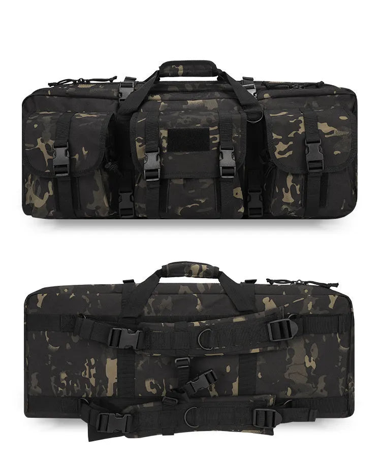 28-inch tactical outdoor fishing bag in black CP camouflage made from polyester