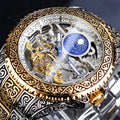 Forsining skeleton tourbillon mechanical watch with stainless steel case and automatic movement