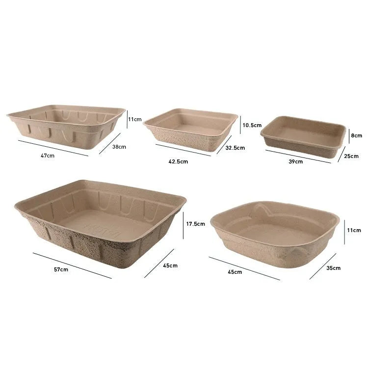 Brown disposable waterproof cat litter box with environmentally friendly degradable materials