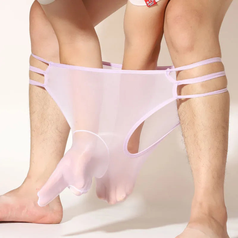 Men's transparent nylon shorts with an elephant nose design in a solid colour on a mid waist free size fit