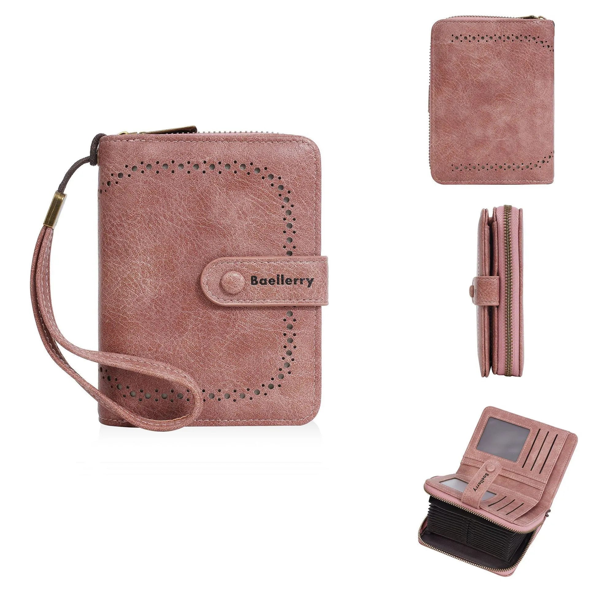 Women's PU leather zip coin purse with integrated card storage in multiple colour options