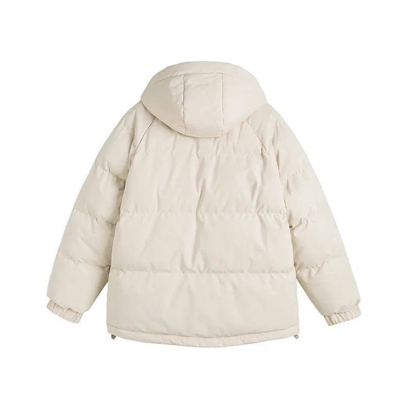 Winter loose cotton padded jacket in cardigan style with side pockets