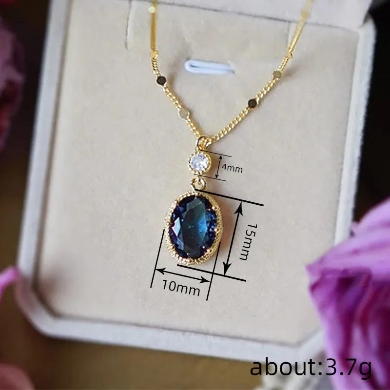 Geometric French retro style gold necklace pendant on copper base