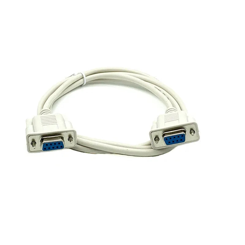 Milky white female to female RS232 serial cable with DB9 connectors, 1.5 metres long