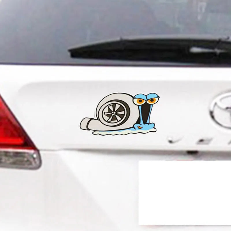 Reflective cartoon snail car sticker measuring 12 by 8 centimetres