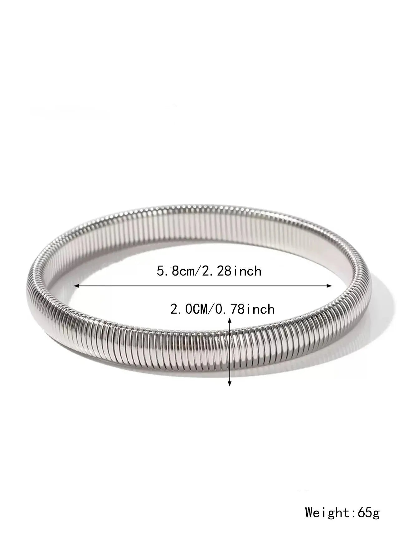 Women's titanium steel elastic bracelet with vertical stripe pattern in gold or silver colour