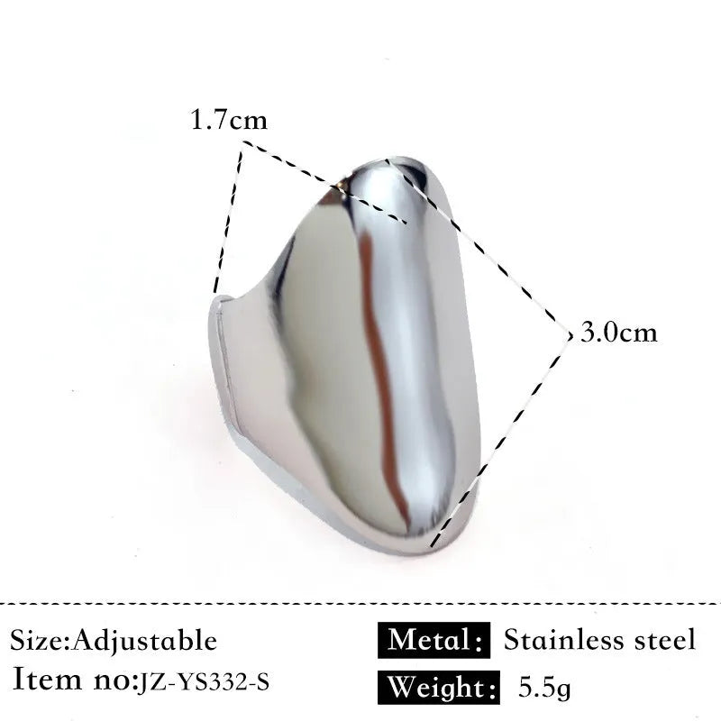 Gold plated geometric open titanium steel ring with striped design on white background