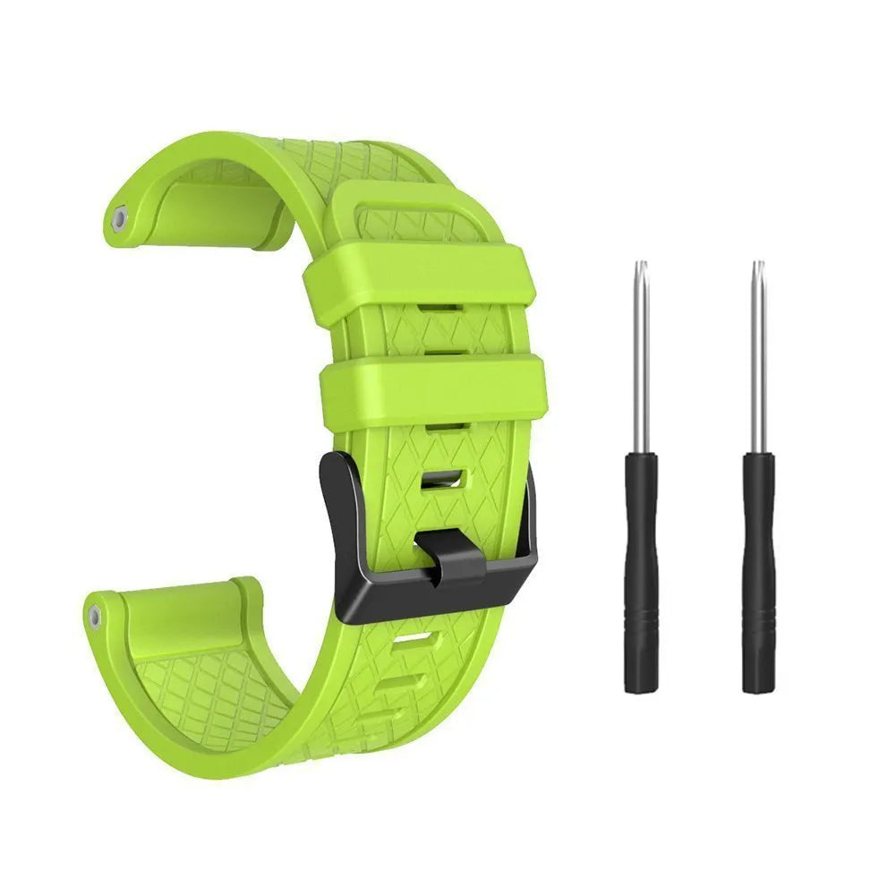 Black silicone watch strap with stainless steel watch-button connection for Jiaming 26mm watches
