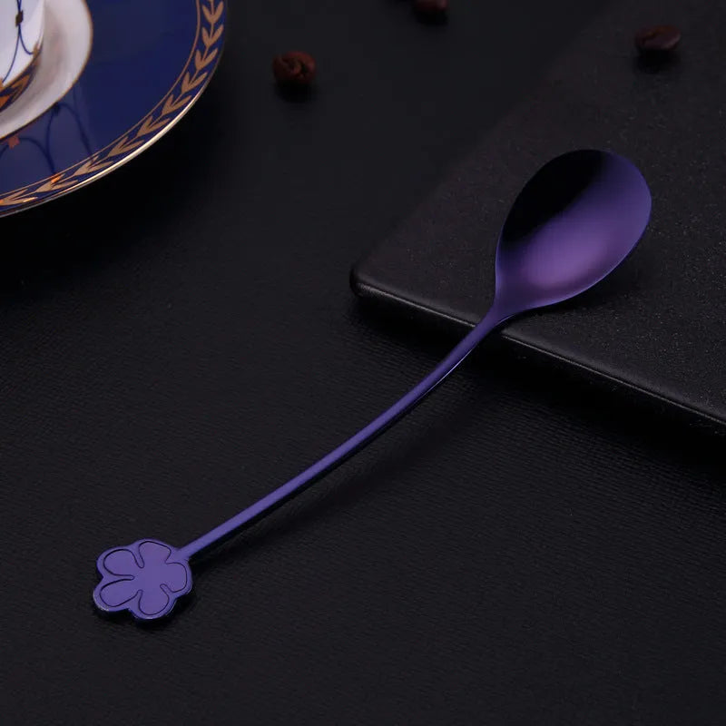 304 stainless steel gold plated dessert spoon with mirror polish in multiple colours