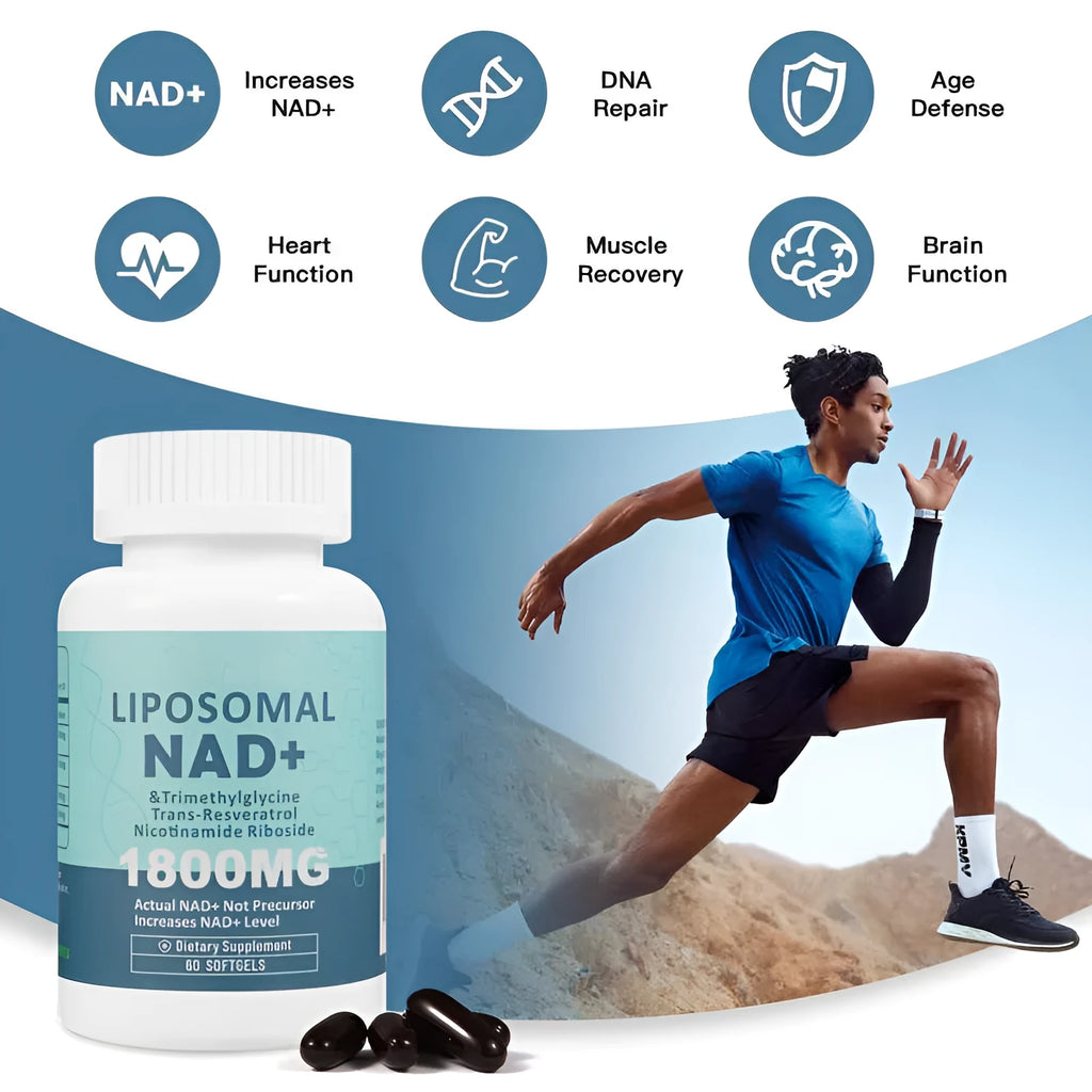Bottle of NMN gel capsules with 60 or 120 count options