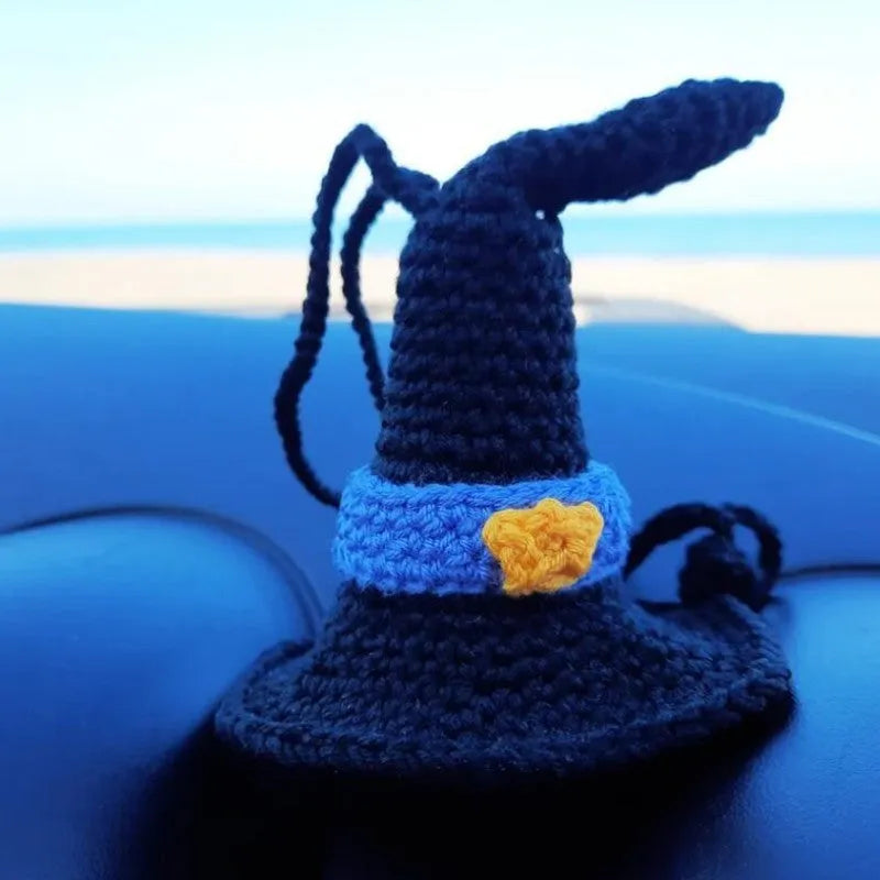 Plush hand-woven car hanging ornament in a cartoon design made from polyester