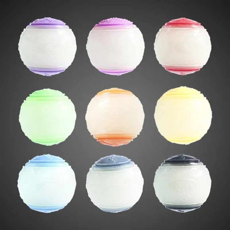 TPR rubber dog training ball in luminous colours with 6.5cm diameter for dental care
