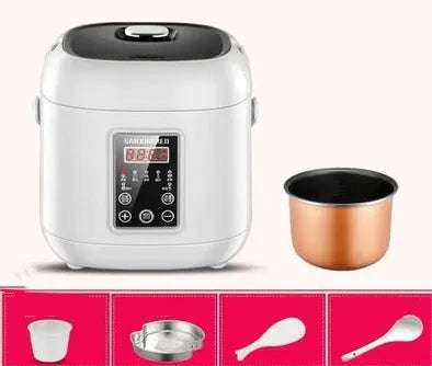 Compact round automatic rice cooker with 2L capacity for single person use