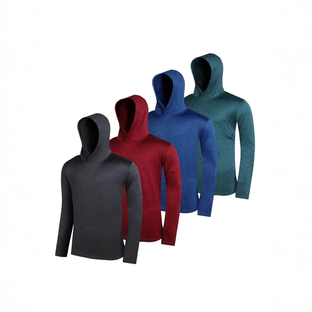 Men's lightweight hoodie 4-piece pack in elastic polyester fibre showing colour options