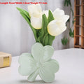 Square white porcelain ceramic vase with European design for desktop decoration