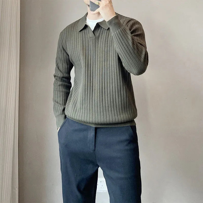 Men's rabbit fur modal knitted pullover sweater in loose fit with long sleeves