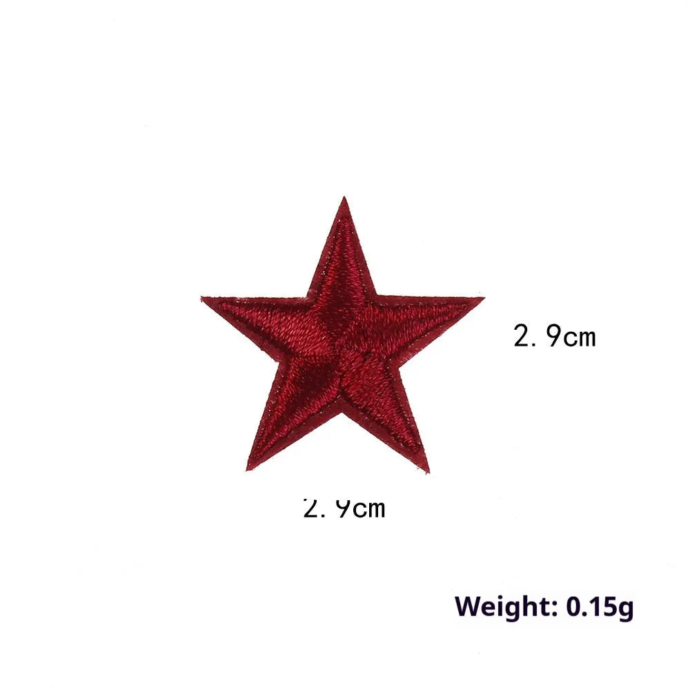 Colourful five-pointed star cloth embroidery stickers for DIY clothing decoration and craft projects