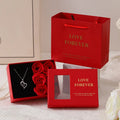 Red soap flower rose gift box set with decorative handbag for Valentine's Day.
