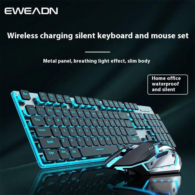 Wireless Bluetooth keyboard with ice blue backlight and mute button, shown in cherry blossom pink colour.