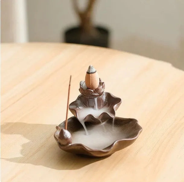 Ceramic reverse flow incense burner with purple clay crafts and new Chinese style design