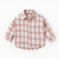 Boys cotton lattice print long sleeve shirt in khaki with animal cartoon pattern