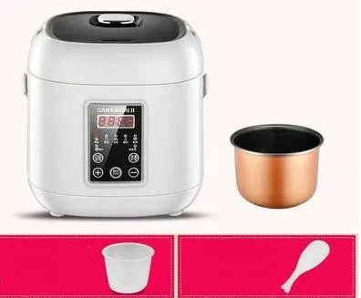 Compact round automatic rice cooker with 2L capacity for single person use