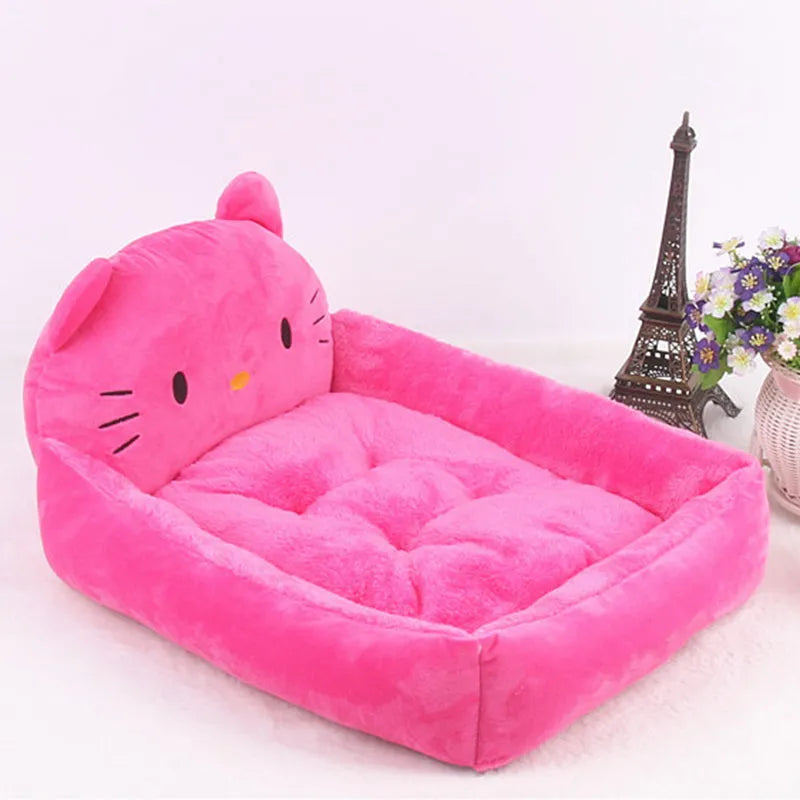Cartoon-style washable pet bed sofa for small dogs and cats in winter warm plush fabric