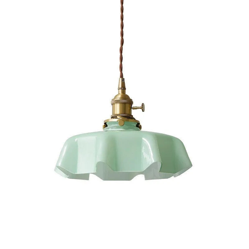 French Cream Nordic brass petal glass small droplight for bedroom home lighting